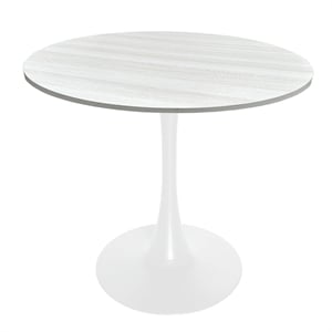 LeisureMod Bristol 36&quot Dining Table MDF Top & White Iron Base Light Natural
