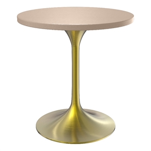 LeisureMod Verve 27&quot Dining Table MDF Top & Brushed Gold Base Light Natural Wood