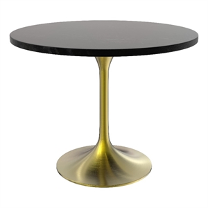 LeisureMod Verve 36&quot Dining Table MDF Top & Brushed Gold Base Black