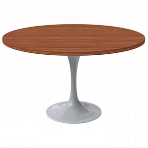 LeisureMod Verve Dining Table with a 48&quot Wood Tabletop in Cognac Brown