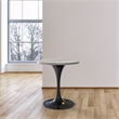LeisureMod Verve Round Dining Table with White Resin Top and Black Base 27 Inch