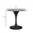 LeisureMod Verve Round Dining Table with White Resin Top and Black Base 27 Inch