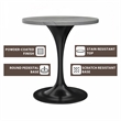 LeisureMod Verve Round Dining Table with White Resin Top and Black Base 27 Inch