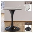 LeisureMod Verve Round Dining Table with White Resin Top and Black Base 27 Inch