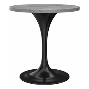 LeisureMod Verve Round Dining Table with White Resin Top and Black Base 27 Inch