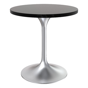 LeisureMod Verve 27&quot Dining Table with Wood Top & Chrome Base Black