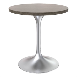 LeisureMod Verve 27&quot Dining Table with Wood Top & Chrome Base Dark Maple