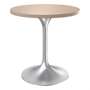 LeisureMod Verve 27&quot Dining Table with Wood Top & Chrome Base Light Natural Wood