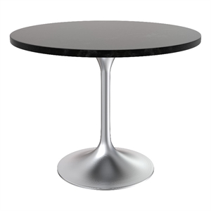 LeisureMod Verve 36&quot Dining Table with Wood Top & Chrome Base Black