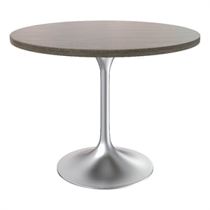 LeisureMod Verve 36&quot Dining Table with Wood Top & Chrome Base Dark Maple