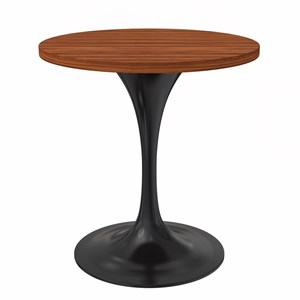 LeisureMod Verve Dining Table with a 27&quot Wood Top in Black Steel Cognac Brown