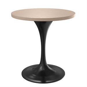 LeisureMod Verve Dining Table with a 27&quot Wood Top in Black Steel Natural Wood