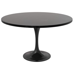 LeisureMod Verve Dining Table with a 48&quot Wood Top in Black Steel Black