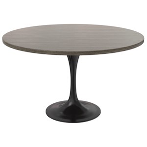 LeisureMod Verve Dining Table with a 48&quot Wood Top in Black Steel Gray