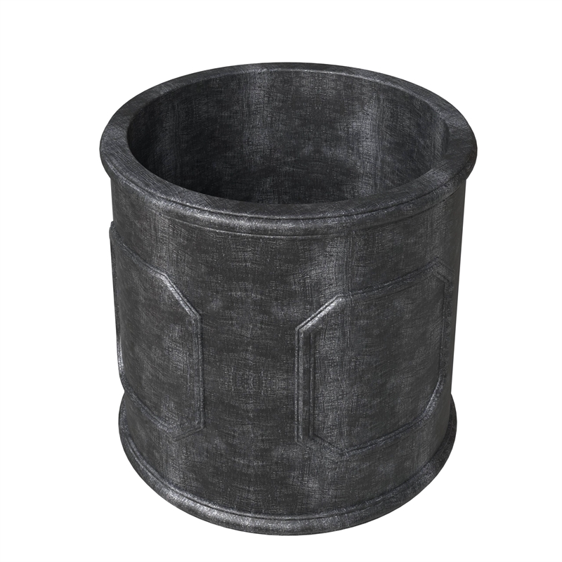 LeisureMod Meadow Fiberstone and MGO Clay Round Planter Black 11