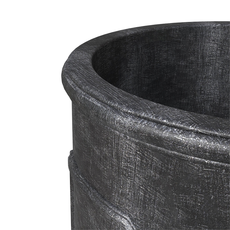 LeisureMod Meadow Fiberstone and MGO Clay Round Planter Black 11