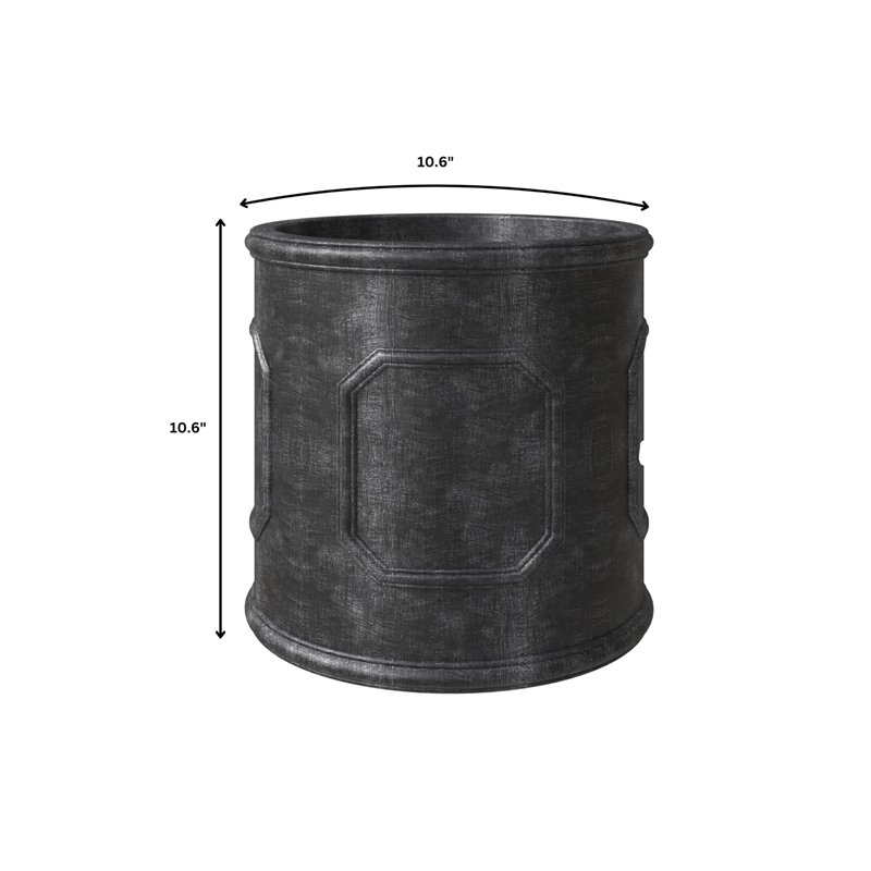 LeisureMod Meadow Fiberstone and MGO Clay Round Planter Black 11