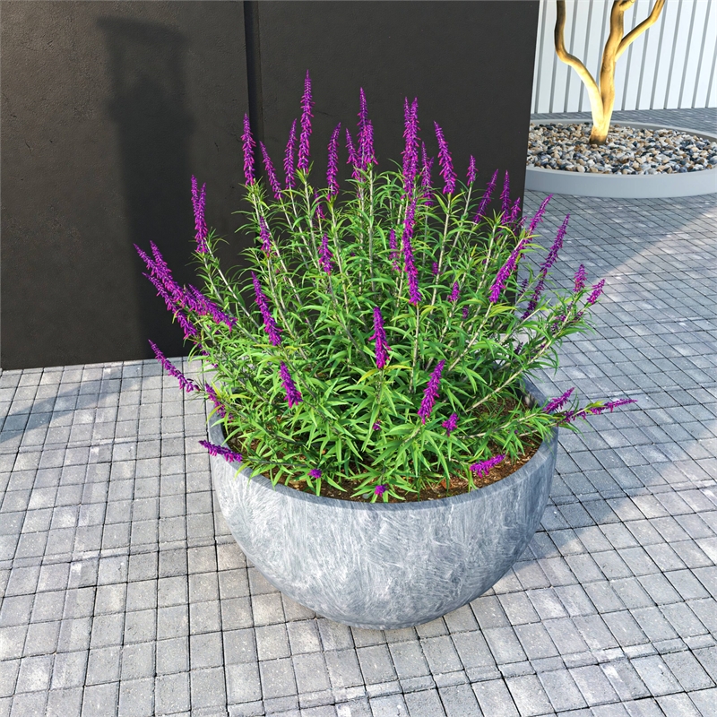 leisuremod grove fiberstone and mgo clay round planter gray 8 inch