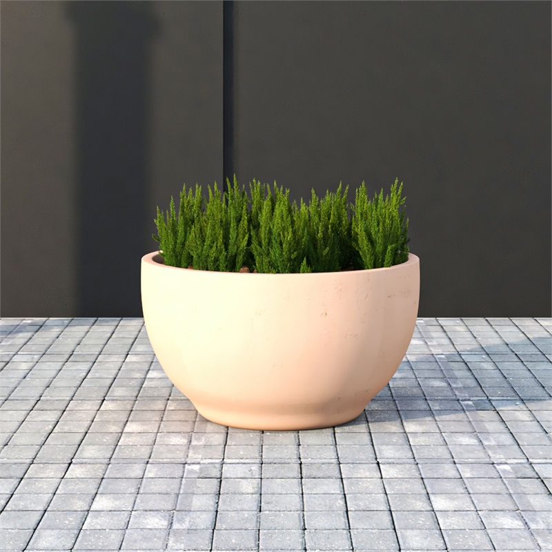 LeisureMod Grove Fiberstone and MGO Clay Round Planter Brown 6 Inch
