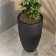 LeisureMod Crete Fiberstone Tapered Round Planter 39 Inch Height in Black