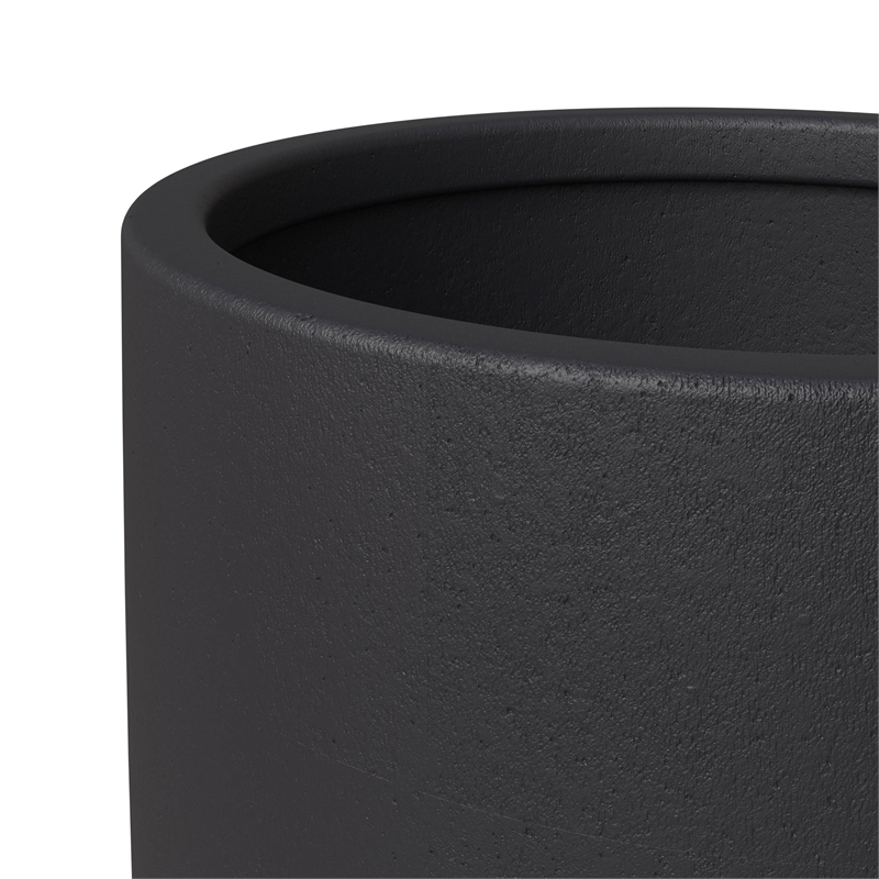 LeisureMod Crete Fiberstone Tapered Round Planter 39 Inch Height in Black