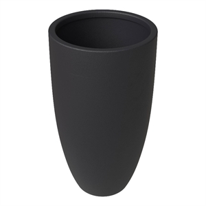 LeisureMod Crete Fiberstone Tapered Round Planter 39 Inch Height in Black