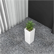 LeisureMod Terra Fiberstone and MGO Clay Tall Square Planter Dotted White 20