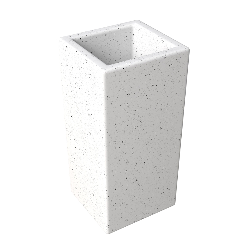 LeisureMod Terra Fiberstone and MGO Clay Tall Square Planter Dotted White 20