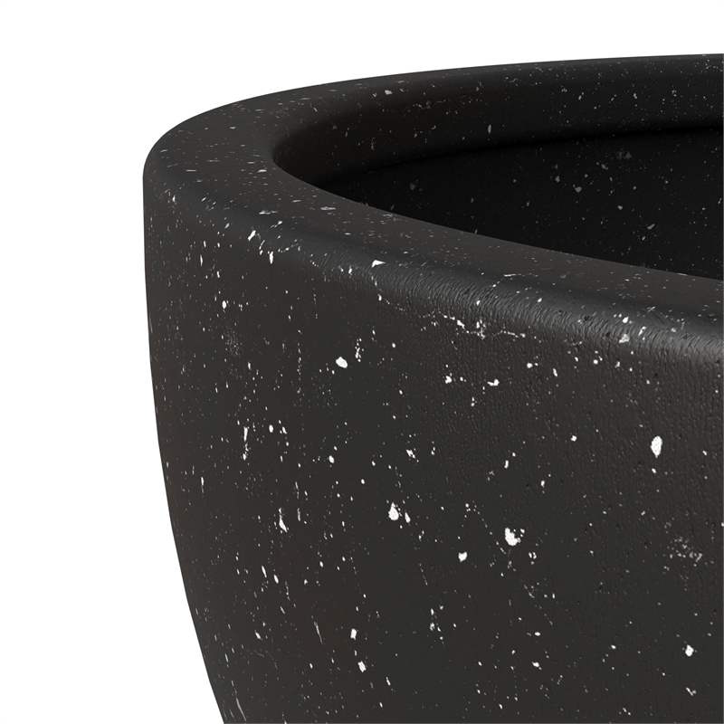 LeisureMod Iris Fiberstone and MGO Clay ROund Planter Black 7
