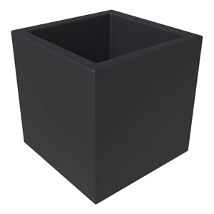 LeisureMod Fern Square Fiberstone and MGO Clay Planter Black 12&quot