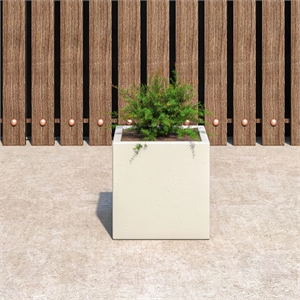 LeisureMod Fern Square Fiberstone and MGO Clay Planter White 9&quot