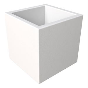 LeisureMod Fern Square Fiberstone and MGO Clay Planter White 15&quot