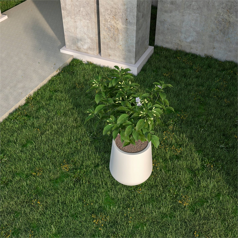 LeisureMod Orchid Fiberstone and MGO Clay Round Planter White 12