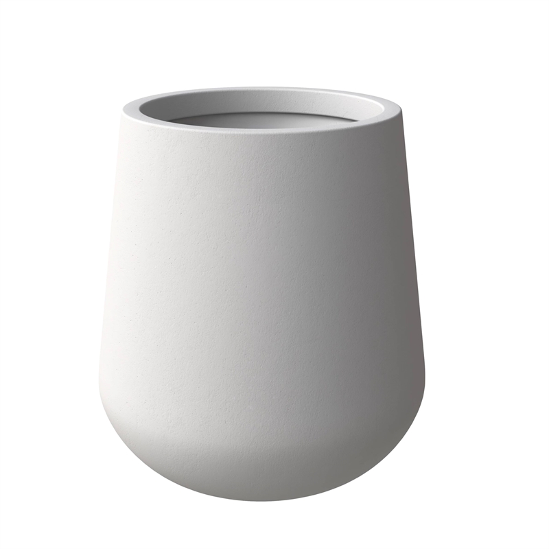 LeisureMod Orchid Fiberstone and MGO Clay Round Planter White 12