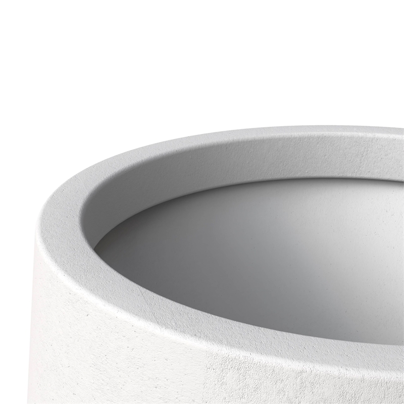 LeisureMod Orchid Fiberstone and MGO Clay Round Planter White 12