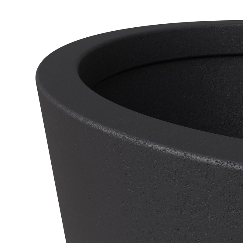 LeisureMod Pebble Tapered Round Fiberstone and MGO Clay Planter Black 24