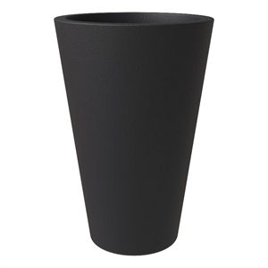 LeisureMod Pebble Tapered Round Fiberstone and MGO Clay Planter Black 24&quot Height