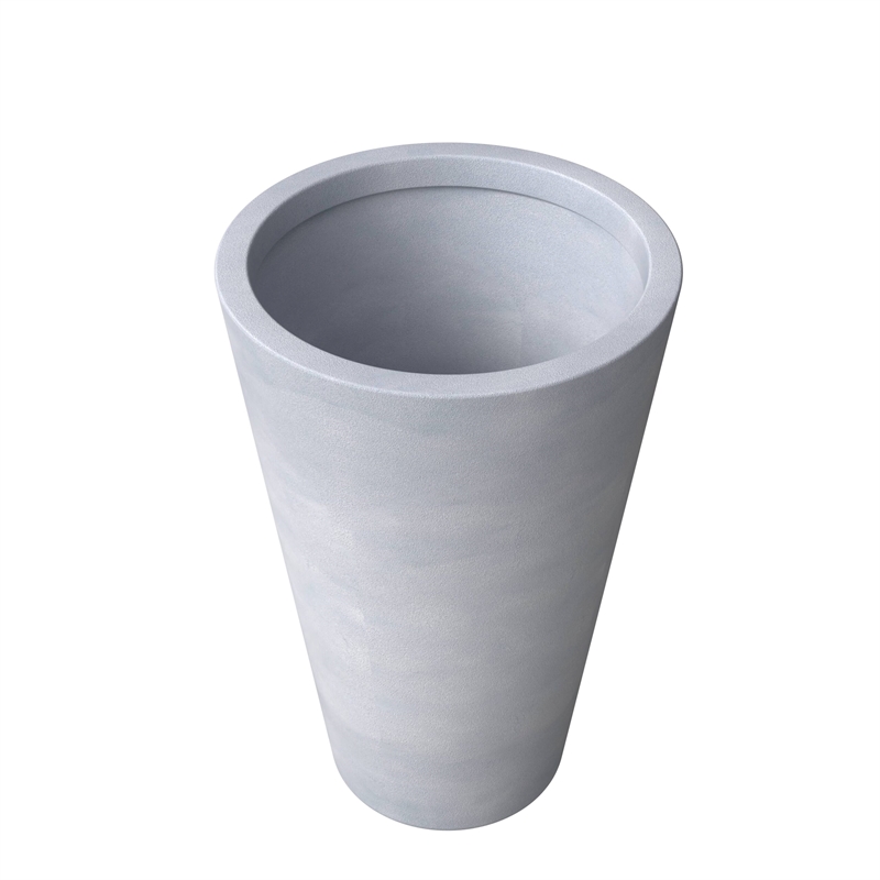 LeisureMod Pebble Tapered Round Fiberstone and MGO Clay Planter Gray 31