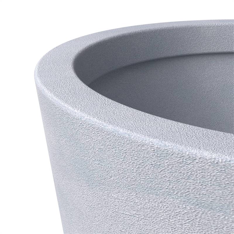 LeisureMod Pebble Tapered Round Fiberstone and MGO Clay Planter Gray 31