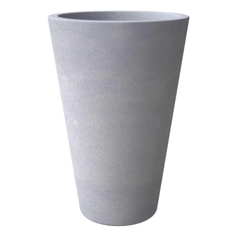 LeisureMod Pebble Tapered Round Fiberstone and MGO Clay Planter Gray 31