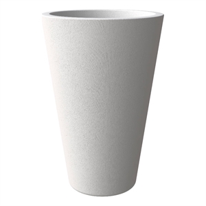 LeisureMod Pebble Tapered Round Fiberstone and MGO Clay Planter White 28&quot Height