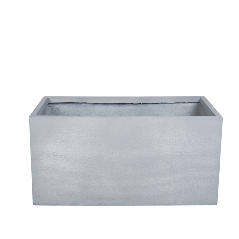 leisuremod flora fiberstone and mgo clay rectangular planter in gray 24&quot height