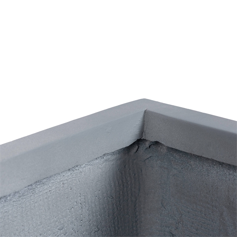 leisuremod flora fiberstone and mgo clay rectangular planter in gray 24&quot height