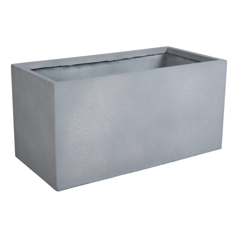 LeisureMod Flora Fiberstone and MGO Clay Rectangular Planter in Gray 24&quot Height