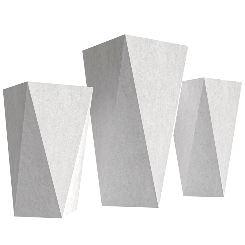 LeisureMod Aloe 3-Piece Tapered Square Fiberstone and Clay Planter Set in White