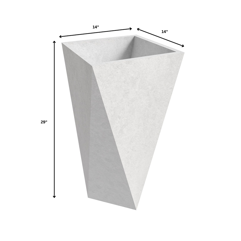 LeisureMod Aloe 3-Piece Tapered Square Fiberstone and Clay Planter Set in White