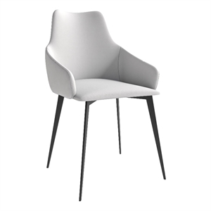 LeisureMod Sonnet Dining Chair with Fabric Seat and Iron Legs White