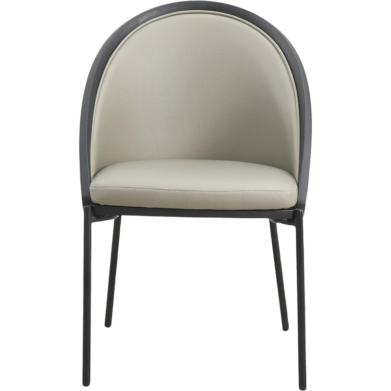 LeisureMod Urbane Faux Leather Dining Chair with Metal Legs Olive Green