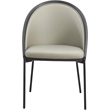 LeisureMod Urbane Faux Leather Dining Chair with Metal Legs Olive Green