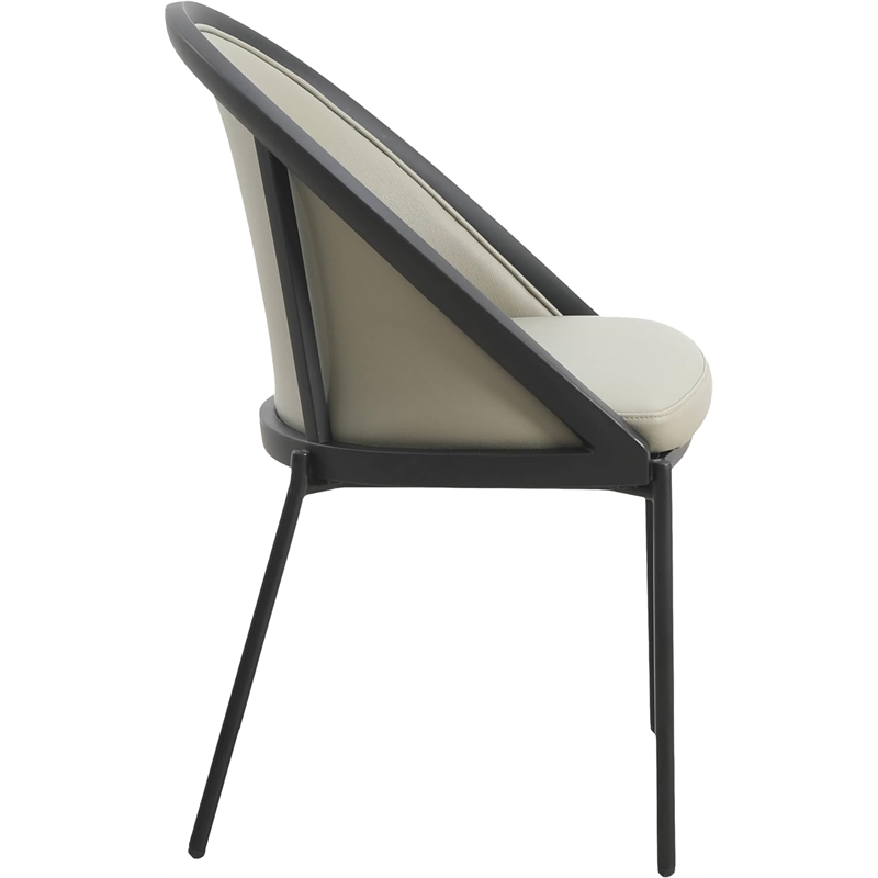 LeisureMod Urbane Faux Leather Dining Chair with Metal Legs Olive Green